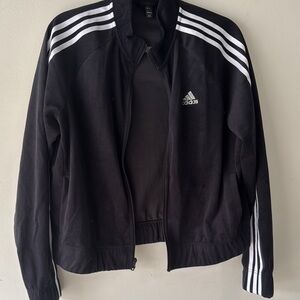 Adidas Black Jacket with White Stripes